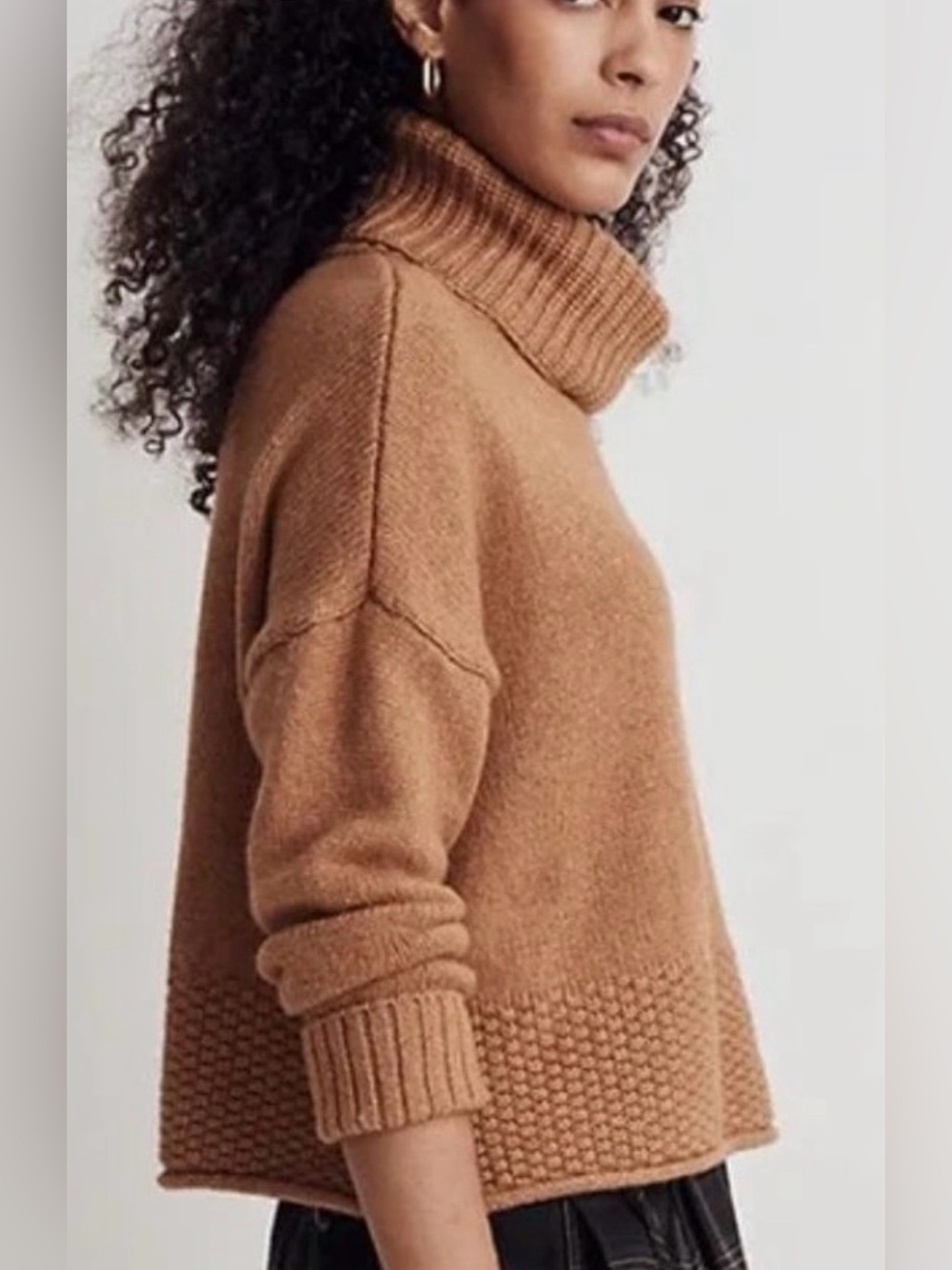 Madewell Sadler Turtleneck Sweater-Heather Camel Brown-Women’s Size Small - Picture 11 of 12